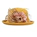 Women Fall Summer Winter Wool Vintage Felt Bucket Elegant Hat Church Dress Cloche Hats Wedding Fashionable Hat with Bow (Yellow, One Size)