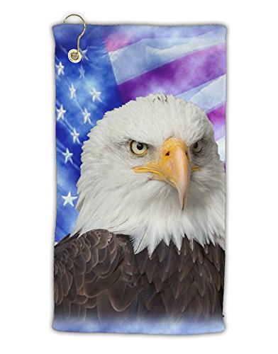 TooLoud All American Eagle All Over Micro Terry Gromet Golf Towel 15" x 22" All Over Print