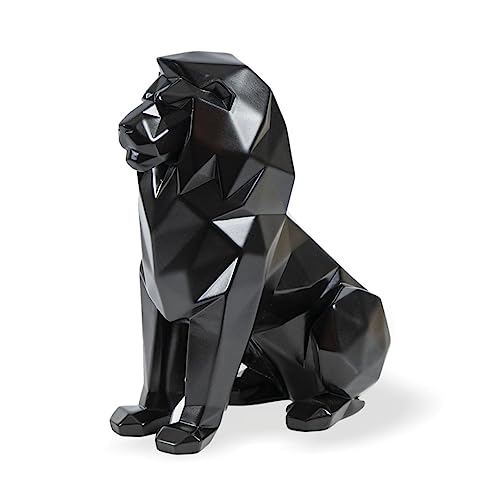 Image of Artarium Geometric Sitting Lion Decorative Showpiece for Home Decor Office Decor Animal Figurines Gifts Antique Design (Sitting Lion Black 7.67 Inch)