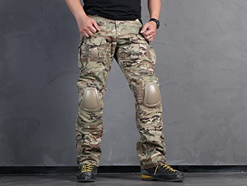 Militär-Hose für Herren, Militärausrüstung, Airsoft, Paintball, BDU, Kampfhose, Gen2, taktische Hose mit Knieschonern, Multicam MC (L) Cover