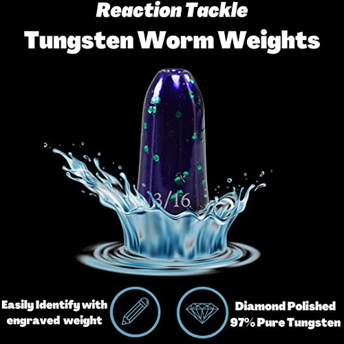 Reaction Tackle Tungsten Bullet Fishing Weights/Worm Sinkers For Bass Fishing - 1/16 June Bug #TOP2