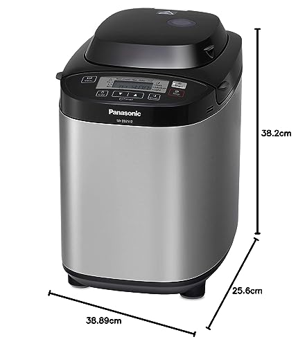 Panasonic Bread Maker with 2 Dough Hooks SD-ZB2512 (38 Baking Programs with Special Programs for Bread, Cakes, Pasta Dough and Jams, Stainless Steel)