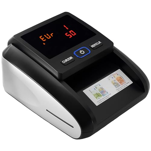 JEVX Detector de bilhetes falsos e contador de bilhetes, máquina de contar dinheiro, verificador de contagem para bilhetes euro e dólar