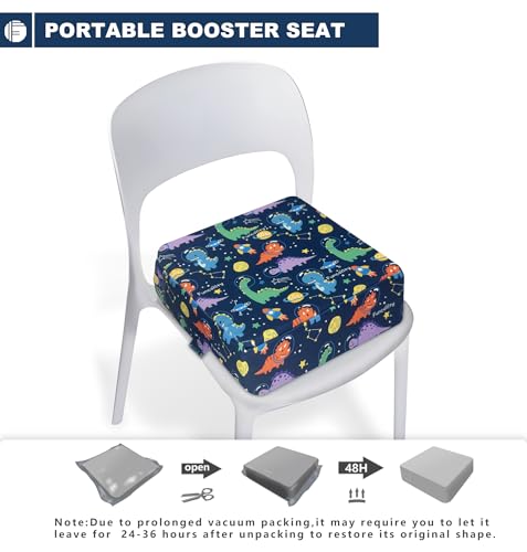Image of Toddler Booster Seat for Dining Table, Portable Booster Seat for Kitchen Chair, 4 Inch High-Density Foam Cushion with Adjustable Safety Straps and Non-Slip Bottom, Perfect for Kids Travel and Daily