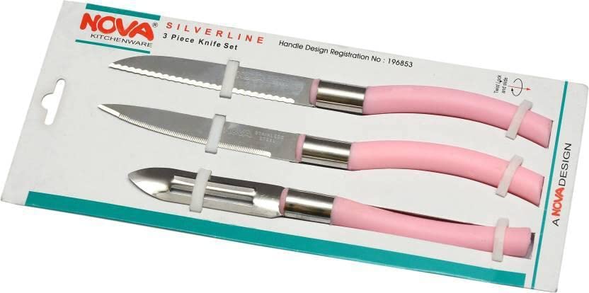 MAYANSHH Nova Brand Knife Set of 3 (Multicolor) (Includes 2 Pieces of Knives & 1 Peeler) Stainless Steel Knife Set