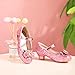PANDANINJIA Sadie Girls Heels Dress Shoes Rhinestone Bows Mary Jane Pumps Low Heel Princess Flower Wedding Party for Toddler Little Kid (Pink Sequin, 4 M US Big Kid)