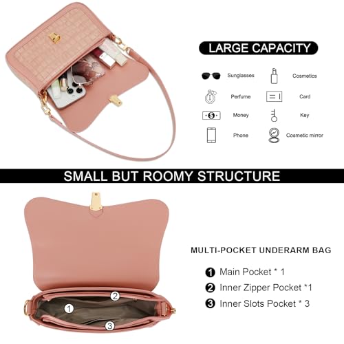 Image of KKXIU Small Shoulder Bag for Women Cute Hobo Handbags Mini Clutch Purses | Classic Trendy Retro Underarm Crossbody Bag with Detachable Straps, Zipper Closure