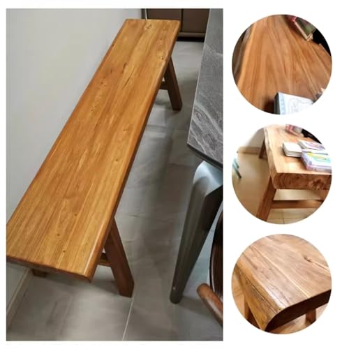 Banco de madera maciza resistente y estrecho para optimizar espacios 5