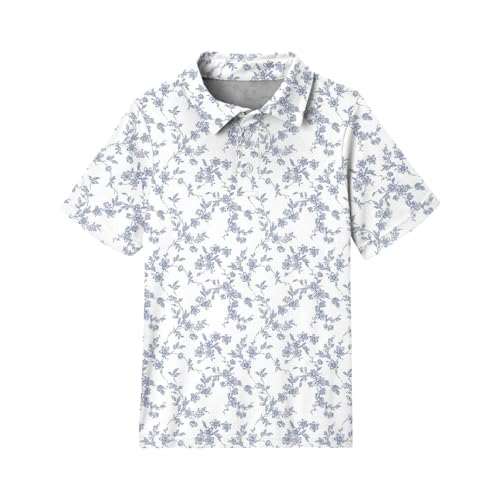 Girls' Polo Shirts Short Sleeve School Uniform Floral Print Casual Button Down Top Soft Tee Summer Outfits4