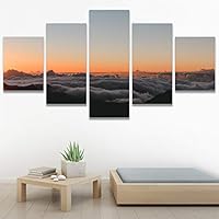 SIGNWIN 5 Panel Canvas Wall Art Foggy Mountains for Home Decorations Ready to Hang - 60