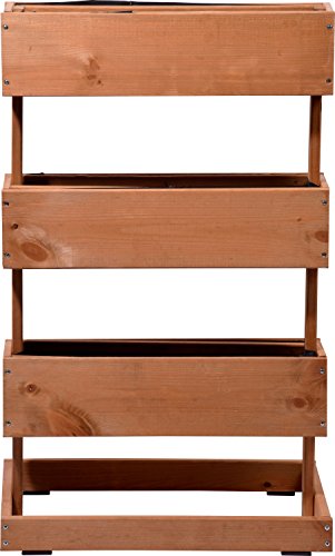 dobar® 58525e Vertikales Blumenbeet Dreistufig | Vertikales Hochbeet mit 3 Pflanzkästen | Vertikalbeet für Garten/Terrasse/Balkon | Blumentreppe inkl. Pflanzfolie | 49,5 x 30 x 78 cm | Braun