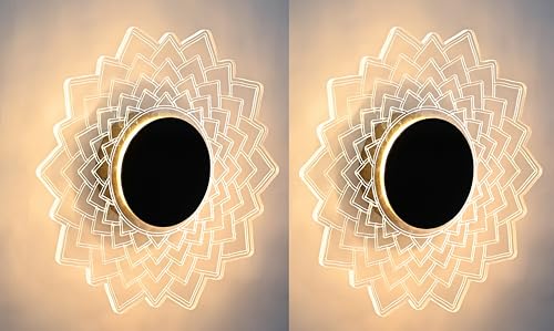 Image of Groeien Pack of 2 | LotusGlow Modern LED Wall Lamp | Golden Decorative Wall Light for Living Room, Bedroom & Hall | Artistic Lotus Design Wall Fixture for Home Decor(LotusGlow, 2)