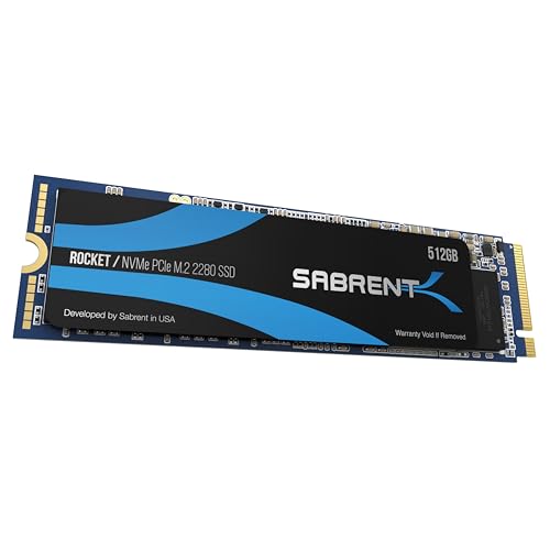 SABRENT SSD Interno 512GB, Rocket SSD NVMe PCIe M.2 2280, Disco a Stato Solido ad Alte Prestazioni, Lettura fino a 3400 MB/s (SB-ROCKET-512)