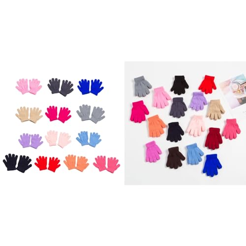 Colorful Children Gloves Stretchy Knitted Gloves Warm &2