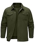 heekpek Veste Homme Hydrofuge Blouson Printemps été Cargo Blousons mi Saison Coupe Vent légère Chic avec Multipoches, Vert militaire, L