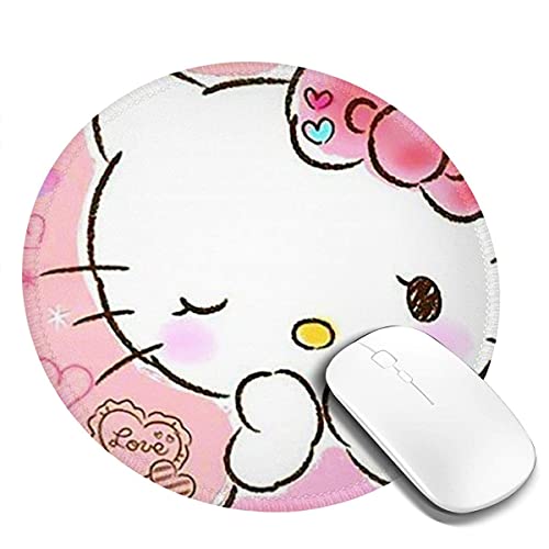 NA Hello Kitty Mousepad Tapis De Souris D'ordinateur Rond pour Hommes Femmes Cadeaux 4 Pcs
