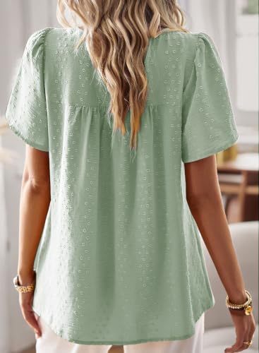 Image of Falechay Womens Summer Tops Flowy Boho Shirts Dressy Casual Short Sleeve