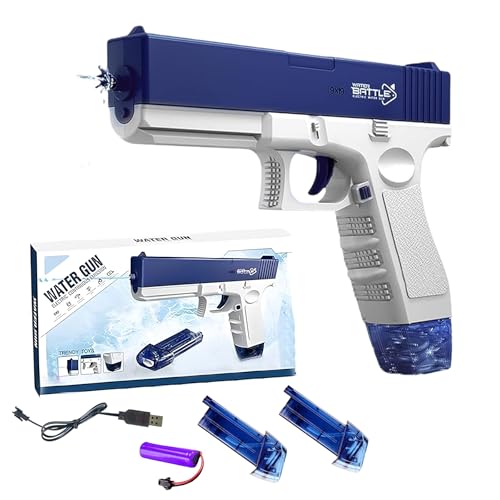 Image of WISHKEY Water Blaster Gun Toy with Rechargeable Battery, Long-Range High-Powered Water Gun, Large-Capacity Water Tank, Durable Kid-Safe Design for Outdoor Summer Fun (Pack of 1, Blue)