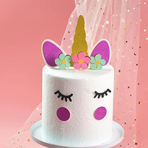 Ugyduky Unicorn Birthday Cake Toppers Set Reusable Unicorn Horn With Eyelashes Ears And Flowers Set Diy Cake Decoration Kit For Girls Birthday Party Unicorn Themed Baby Shower (23 Pack) #TOP2