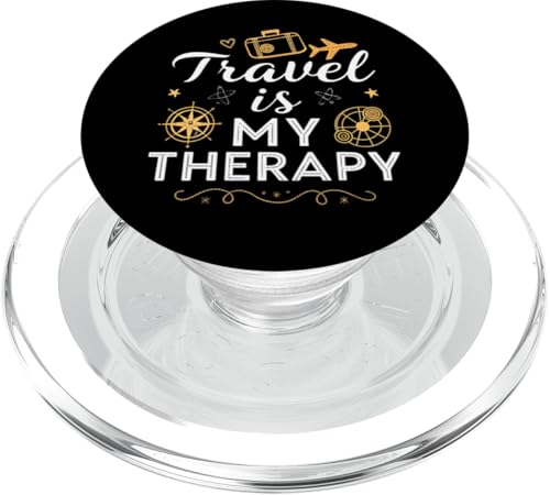 Funny Wanderlust: Travel Is My Therapy Escape PopSockets PopGrip para MagSafe