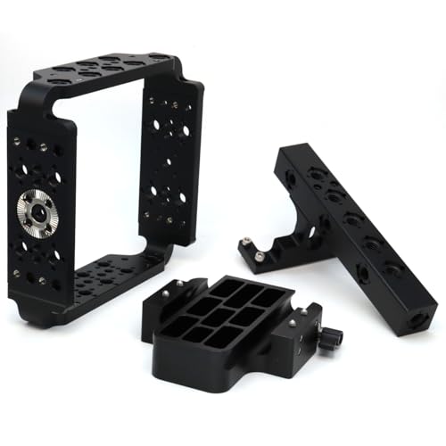 Image of Mini LF Camera Cage Kit, Aluminum Alloy Camcorder Video Cage Rig Kit Film Making Movie System with Top Handle for ARRI Alexa Mini LF - Black