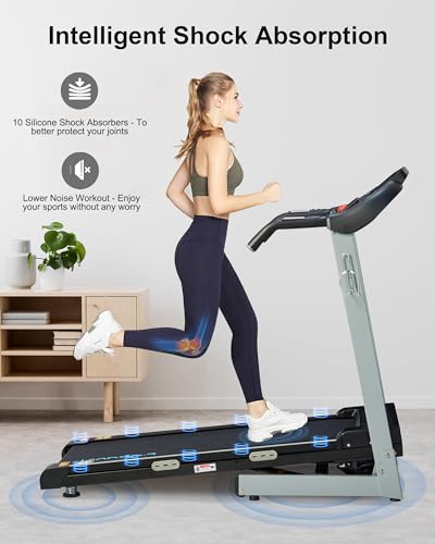 Image of BORGUSI Treadmill with Auto Incline - 300 lb Capacity, 3.0HP Folding Electric Treadmill Up to 8.5 MPH Speed, Running Machine with 17.5 inch Wide Tread Belt and Bluetooth Speaker for Home Use