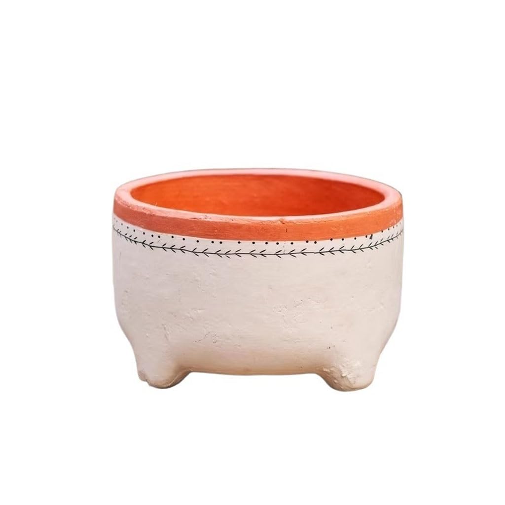 GELASIGE Flower Pots Household Red Pottery Flower Pot Clay Pot Retro Balcony Garden Succulent Green Plant Pot Outdoor Flower Pots