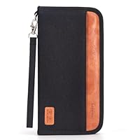 Looxmeer Reisepass Tasche Familie Reiseorganizer mit RFID-Blocker, Tragbare Reisepasshülle Ausweistasche für Damen und Herren, Schwarz und Braun