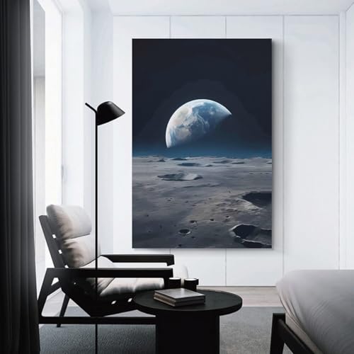 Earthrise from The Moon tableau sur toile imprimé de qualité supérieure 50x75cm