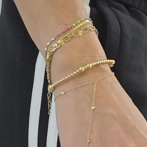 Anela 14kt Gold Filled Tarnish-Free Stretch Bracelet for Women - Elegant 3mm & 5mm Beaded Design - Great Gift Idea for Woman4