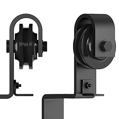 skysen Heavy Duty Sliding Barn Door Hardware Single Track Bypass Double Door Kits Roller Set (Bypass J Hanger Set) - Thumbnail 3