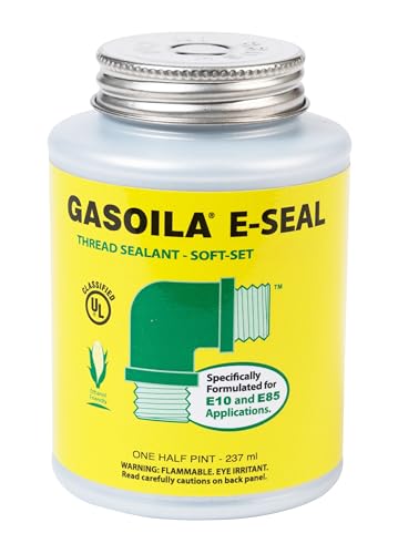 Gasoila Thread Sealant for Ethanol E10 & E85 Applications, Non-Hardening, Non-Toxic, Opaque Dark Green Paste – USA-Made, 1/2 Pint – Ideal for Pipe Threads, Motors, Fuel Lines & More, Brush in Cap