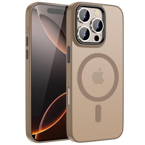 HGH Magnetisch Hülle für iPhone 16 Pro Max 6,9 Zoll Kompatibel mit MagSafe, Transluzente Matt Rückseite Dünn Stoßfest Ha...
