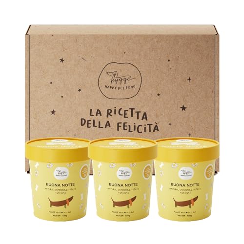Biscotti per Cani Buonanotte SET X3 | Biscottini 100% Naturali con Camomilla e Valeriana | Snack per Cani ideali per metterli a Dormire, per tutte le taglie ed età | 300 gr. Biscotti Cane Hygge Dog®