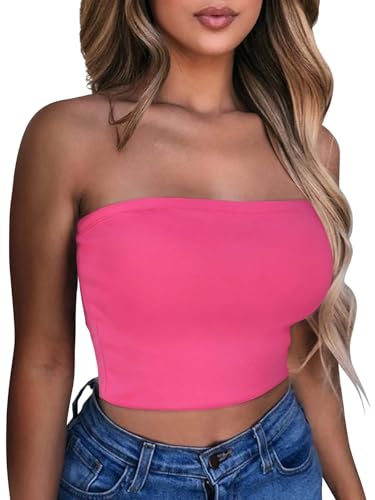 Image of Summer Tube Tops Basic Crop Tops for Women Strapless Tank Casual Tunics Sexy Short Shirts 2026