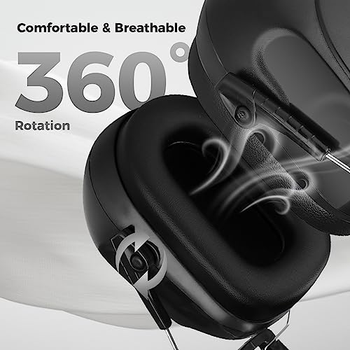 Image of ProCase NRR 28dB Noise Reduction Ear Muffs, Foldable Adjustable Passive Noise Cancelling Headphones for Adults Kids Autism, Hearing Protection for Shooting, Construction, Mowing -2 Packs, Black