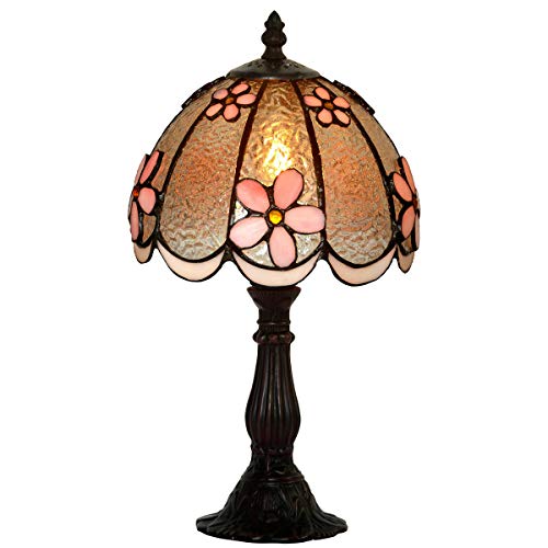 GAUUA Lampe De Table De Style Tiffany, Parfum Floral Rose, Abat - Jour en Verre Coloré De 20,3 Cm pour Chambre À Coucher, Salon, Table De Chevet