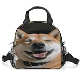 Shiba Inu Lunchtasche mit lächelndem Zungenausschnitt, personalisierte Lunchbox, wiederverwendbare Tragetasche, Handtasche für Erwachsene, Büro, Arbeit, Picknick, Strand oder Reisen