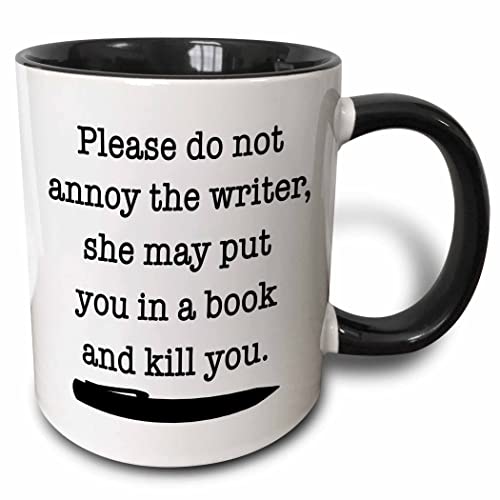3dRose 'Please Do Not Annoy The Writer Black' Mug, 11 oz, Black
