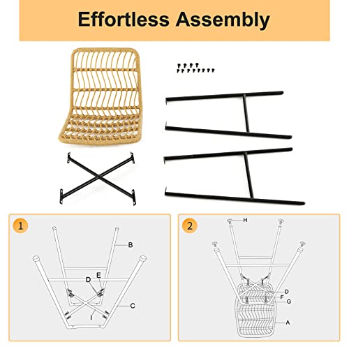 Costway Rattan Bar Stools Set Of 2, 27 Inches Counter Height Bar Stools With Sturdy Metal Frame, Modern Wicker Bar Stools For Kitchen Island, Easy Assembly, Natural (4) #TOP5