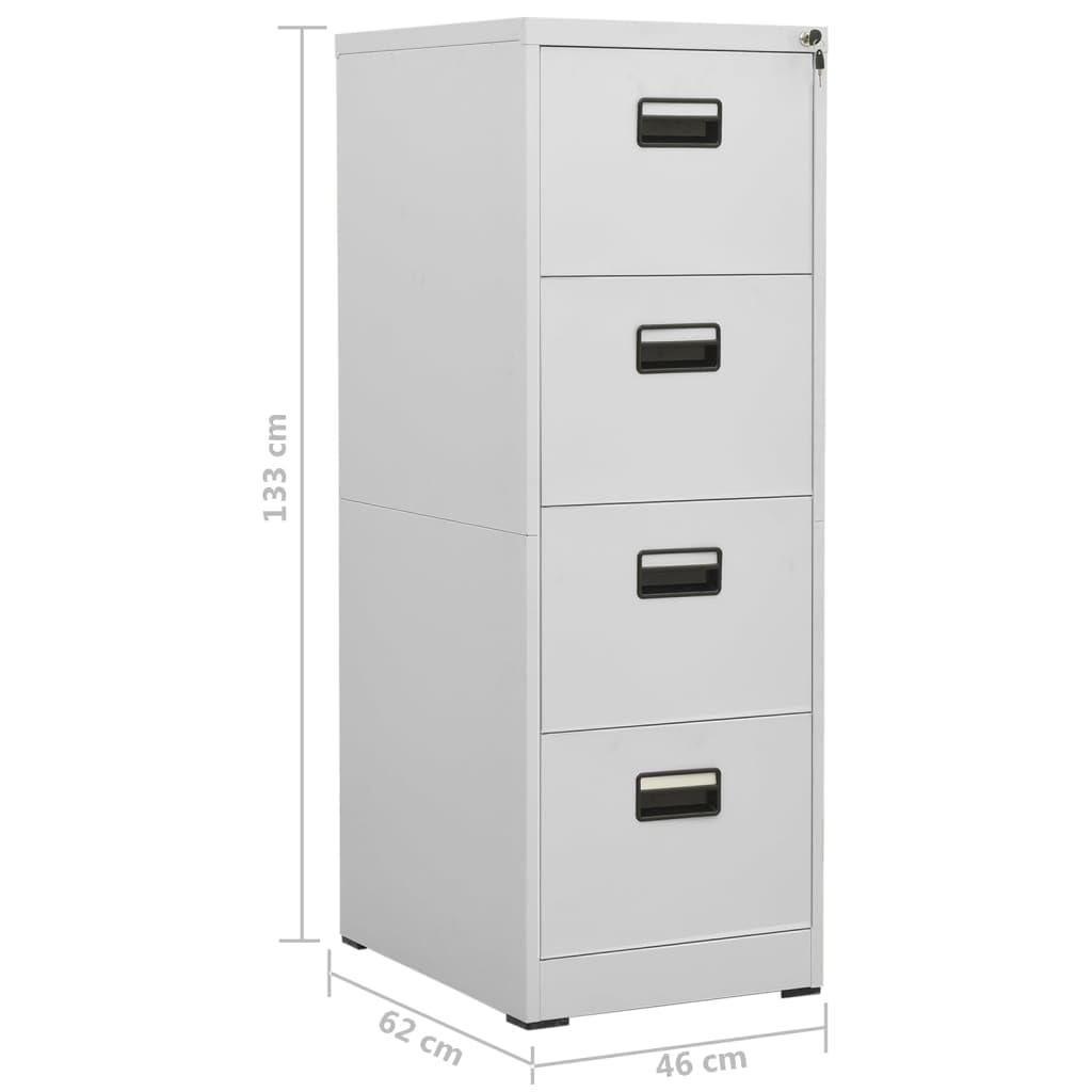 Armadietto portadocumenti in acciaio, 46 x 62 x 133 cm, con 4 cassetti, chiudibile, per ufficio, casa, archiviazione di cartelle e documenti, contenitore a rotelle, armadio multiuso