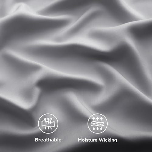 Image of Bedsure Cooling Sheets Twin, Rayon Derived from Bamboo, PureWoven, Breathable & Soft, Deep Pocket Up to 16 Inches, Hotel Luxury Silky Bedding for Hot Sleepers, Silver Grey