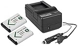 3in1-SET für die Sony RX100 I II III IV V VI Digitalkamera - kompatibel mit Sony Akku NP-BX1 - 2 Ersatzakkus + Schnell-Ladegerät mit Kfz-Lader (12V)