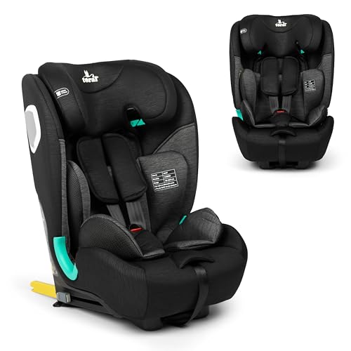 Toral Alzador Coche Niño con Isofix - Silla Coche Grupo 1 2 3 i-Size - Desde 76-150 cm - Silla Coche Bebe - Elevador coche niño y niña - Silla bebe coche Modelo Jerez Negro