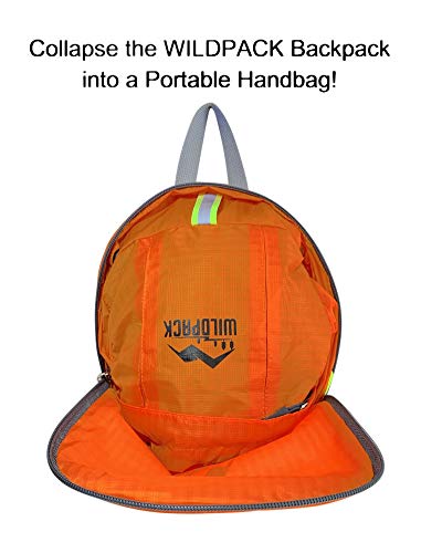 Mochila deportiva plegable naranja, ligera y resistente miniatura 4