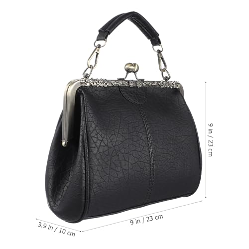 TENDYCOCO Retro Damen Umhängetasche Aus Pu Leder Schwarz 9X9X4 Zoll Vintage Schultertasche Für Alltag Arbeit Freizeit