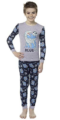 INTIMO Jurassic World Boys' Movie Film Park Logo Blue Tight Fit Sleep Pajama Set