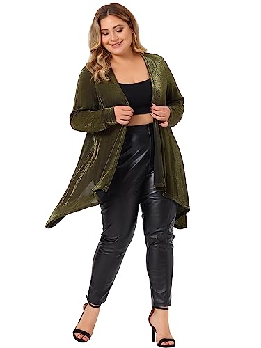 Image of Agnes Orinda Plus Size Women Cardigan Open Front Long Sleeve Irregular Hem Lightweight Long Cardigans