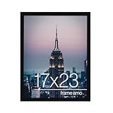 Frame Amo 17x23 Black Modern Picture or Poster Frame, 1 inch Wide Border, Smooth Wrap Finish, Acrylic Front