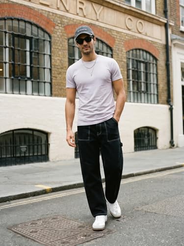Image of Urbano Fashion Men's Loose Baggy Fit Washed Denim Jeans Non-Stretchable